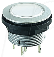 SCTLF - Drucktaster - 1 W, taktil, LED weiß, silber