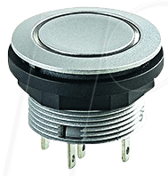 SCTLRRF - Drucktaster - 1 W, silber, LED-Ring rot