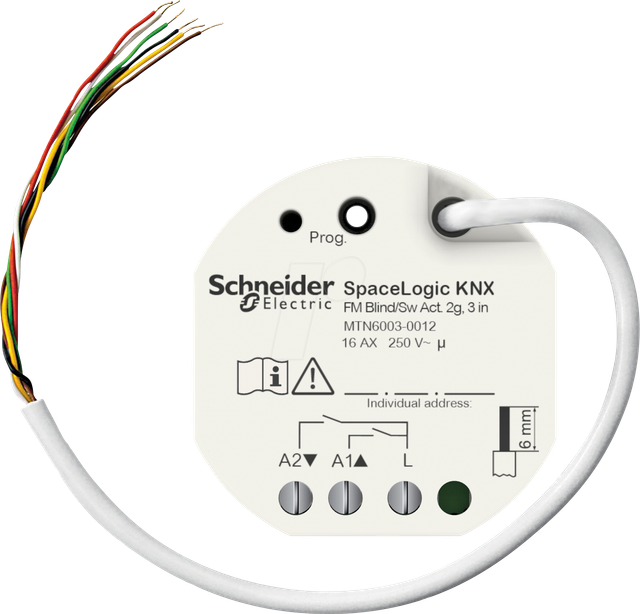 SE MTN6003-0012 - SpaceLogic KNX Jalousie-/Schaltaktor 2-fach UP, 3 Binäreingängen
