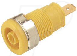 SEB 2610F GE - Einbaubuchse, 4 mm, Faston, gelb, gesichert
