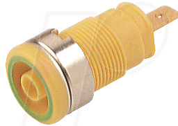 SEB 2610F GG - Einbaubuchse, 4 mm, Faston, gelb-grün, gesichert
