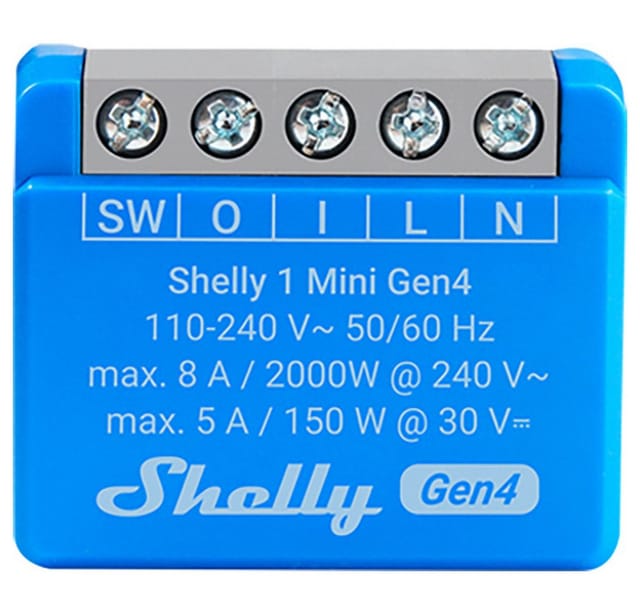 SHELLY 1 MINI G4 - Shelly 1 Mini Gen4, 1-Kanal, BT Matter Zigbee WLAN, max. 8 A