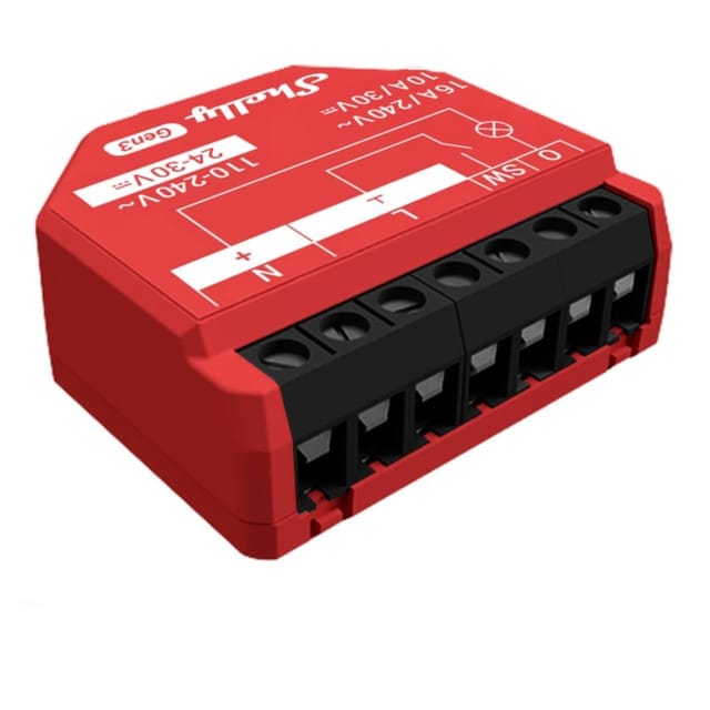 SHELLY 1PM GEN3 - Shelly 1 Gen.3, Schalter, Messaktor, max 16A, 1 Kanal, WLAN, BT
