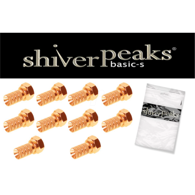 SHVP 85002-10AG - F-Stecker, 4,0 vergoldet, mit großer Mutter, 10 Stück
