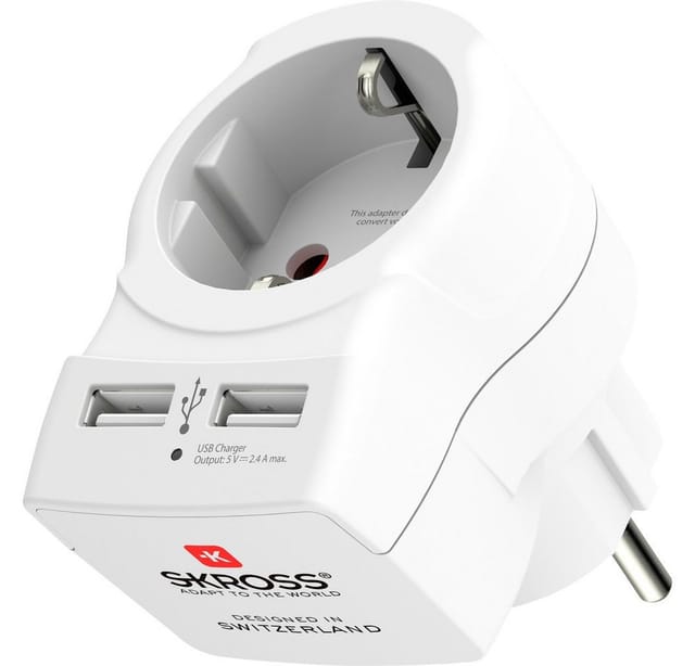 SKROSS 1500282 - Zwischensteckdose, SKROSS Europe to Europe, USB