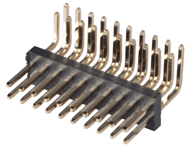SL 2X10W 1,27 - 2x10pol. Stiftleiste, gewinkelt, RM 1,27