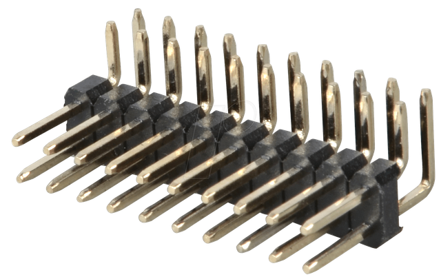 SL 2X10W 2,54 - 2x10pol. Stiftleiste, gewinkelt, RM 2,54