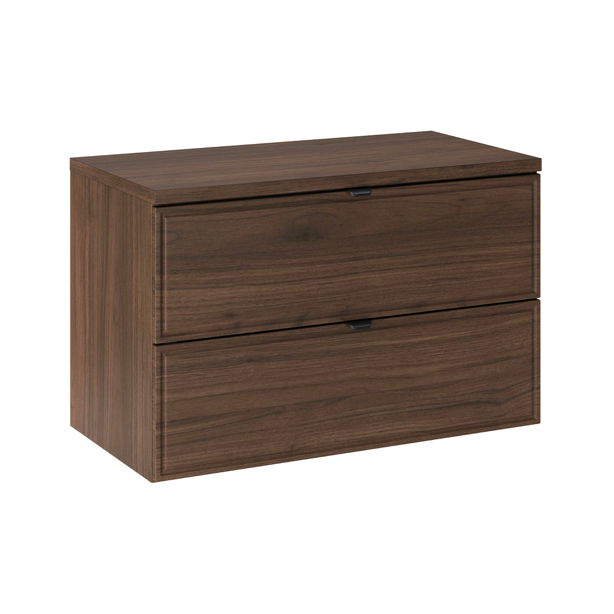 Waschtischunterschrank 80cm Elias Mit 2 Schubladen, Dunkles Holzoptik