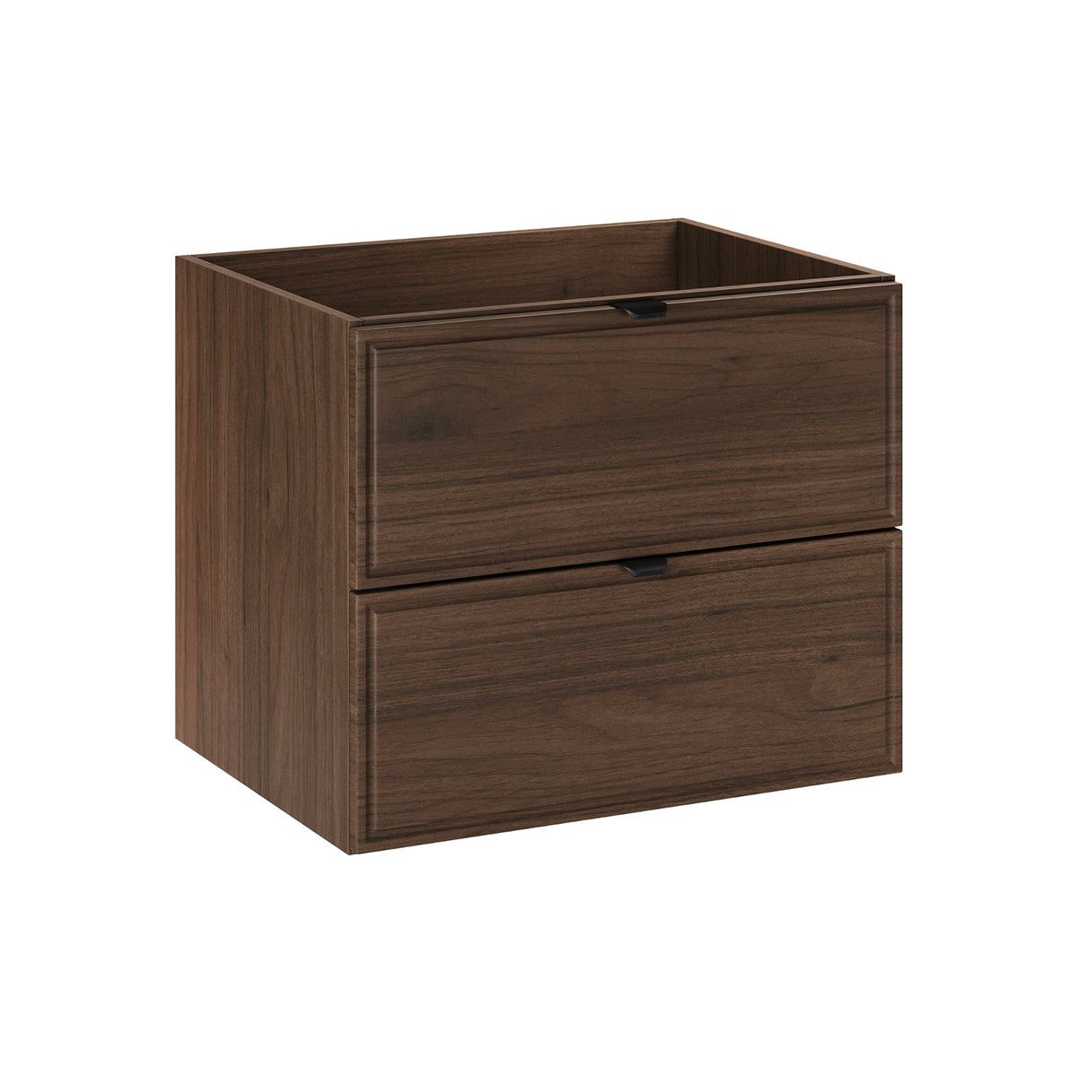 Waschtischunterschrank 60cm Elias Mit 2 Schubladen, Dunkles Holzoptik