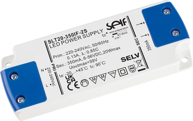 SLT20-350IF-2S - LED-Trafo, 20 W, 6-56 V, 350 mAh