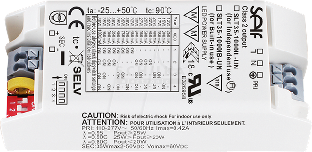 SLT35-1000IB-UN - LED-Trafo, 35 W, 2 - 50 V, 250 - 1000 mA
