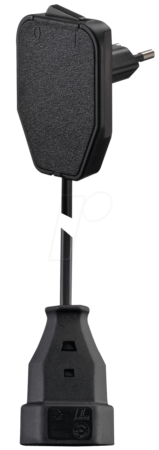 SMP 104577 - EuroPlug, Verlängerung 3,0 m Schalter, schwarz