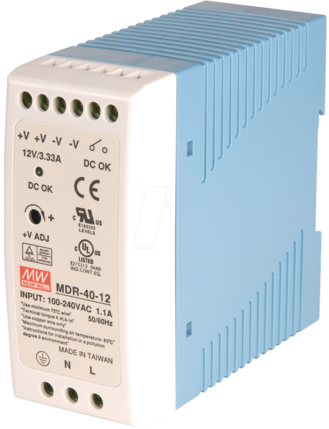 SNT MW-MDR40-12 - Schaltnetzteil, Hutschiene, 39 W, 12 V, 3,3 A