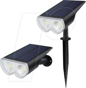 SOLAR OC-GL034B - 2er Pack LED-Solarleuchte, schwarz, IP65, 3000 K