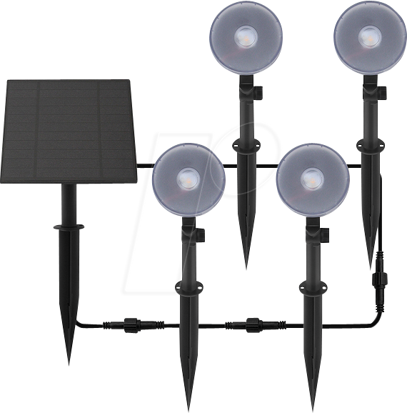 SOLAR OC-GL039B - 4er Pack LED-Solarleuchte, schwarz, IP65, 3000 K
