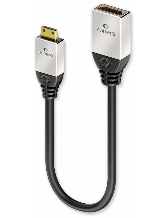 SON HCA002 - HDMI Mini C Stecker > HDMI A Buchse, 25 cm, 4K 60Hz
