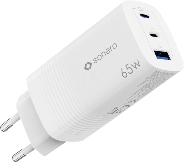 SON X-PS131 - USB-Ladegerät, 65 W, GaN, PD, 2x USB-C, 1x USB-A, weiß