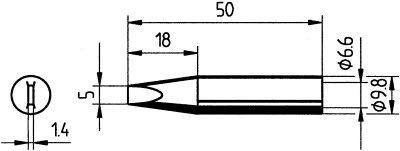 SPITZE 832VDLF - Lötspitze 0832VDLF, 5,0 mm, meißelförmig, gerade