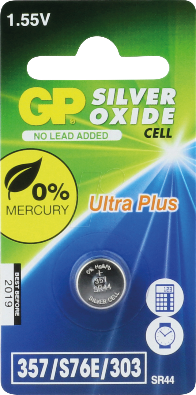 SR44 GP - Silberoxid-Knopfzelle, SR44, 165 mAh, 11,6x5,4 mm, 1er-Pack