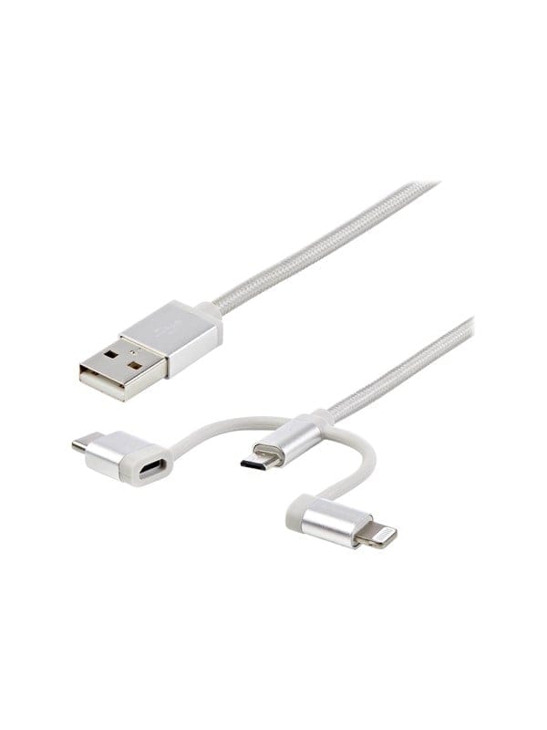 ST LTCUB1MGR - 3-in-1 Kabel 1m Lightning, USB Type-C, micro-B