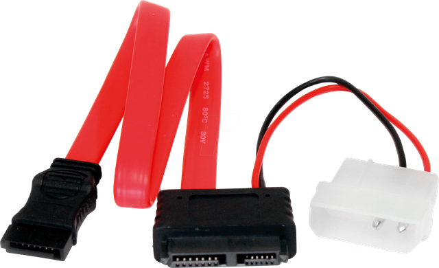 ST SLSATAF12 - Kabel slim SATA Bu. > SATA Bu. / LP4 St., 30 cm, rot
