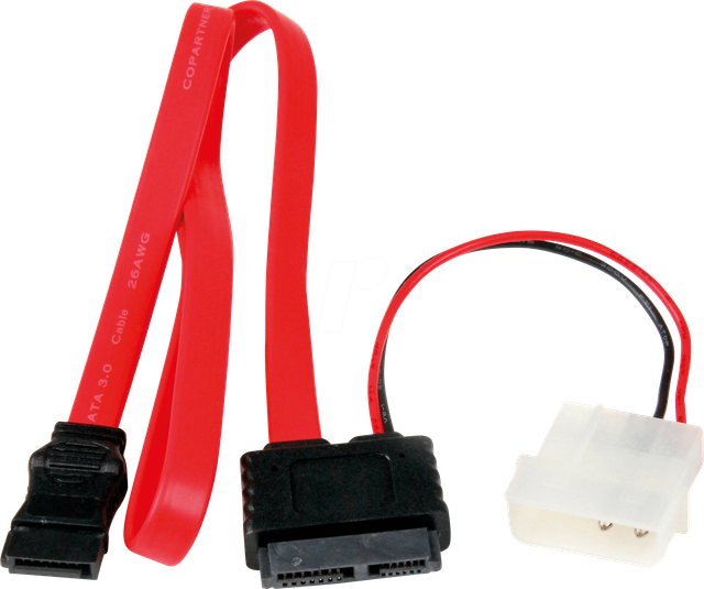 ST SLSATAF20 - Kabel slim SATA Bu. > SATA Bu. / LP4 St., 50 cm, rot