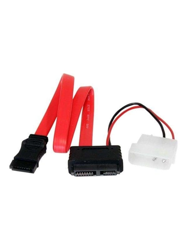 ST SLSATAF36 - Kabel slim SATA Bu. > SATA Bu. / LP4 St., 90 cm, rot