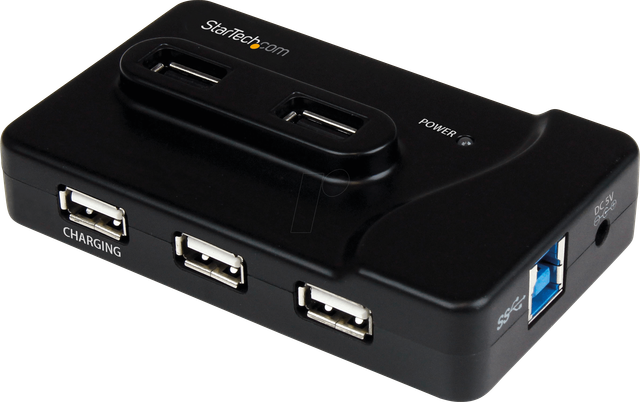 ST ST7320USBC - USB 3.0, 6 Port Hub, 6x USB-A, schwarz