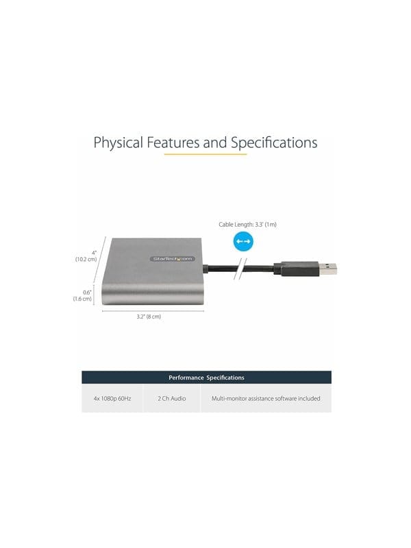 ST USB32HD4 - USB A Stecker auf 4x HDMI Adapter, 1080p, 1 m