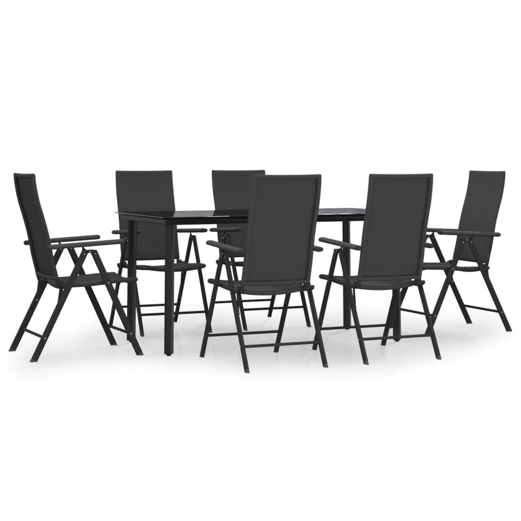 Maison Exclusive - 7-tlg. Garten-essgruppe Schwarz Poly Rattan