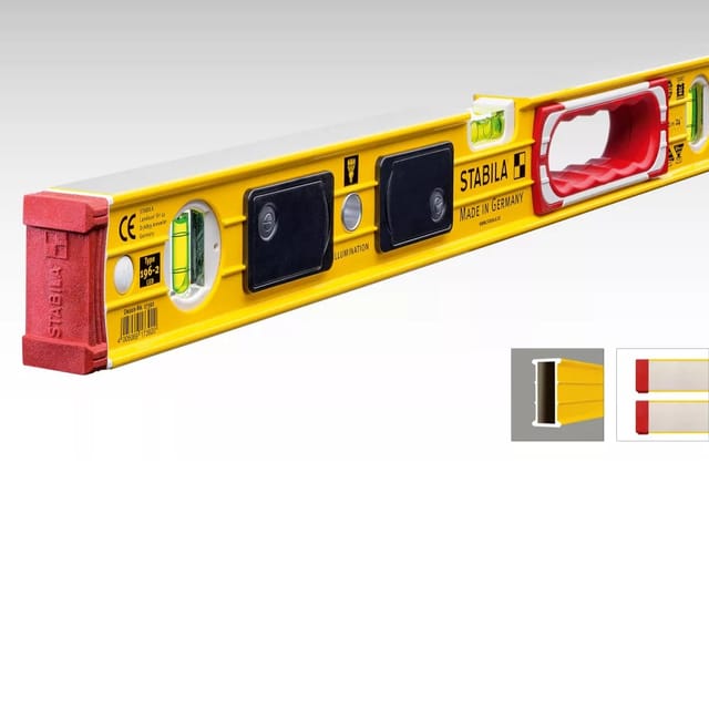 STABILA 17393 - Wasserwaage, Balkenwasserwaage, Type 196-2 LED, 1220 mm