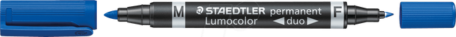 STAEDTLER 348BL - Permanent Duo, F 0.6 mm & M 1.5 mm, blau