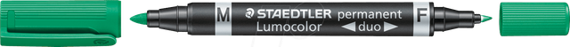 STAEDTLER 348GN - Permanent Duo, F 0.6 mm & M 1.5 mm, grün