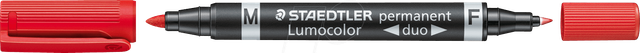 STAEDTLER 348RT - Permanent Duo, F 0.6 mm & M 1.5 mm, rot