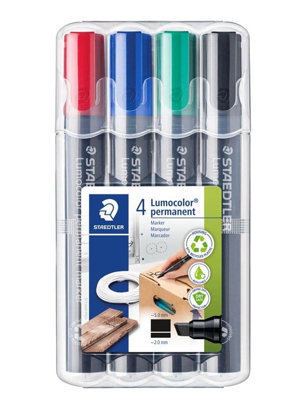 STAEDTLER 350C4 - Permanent Marker, 2 - 5 mm, Set, 4 Farben