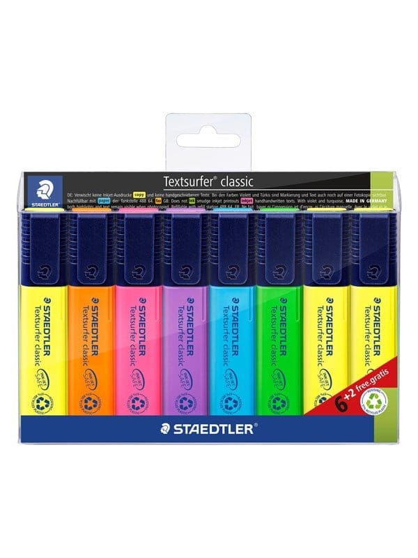 STAEDTLER 364AP8 - Textmarker, Keilspitze, 1-5 mm, 6 Farben, 8 Stück