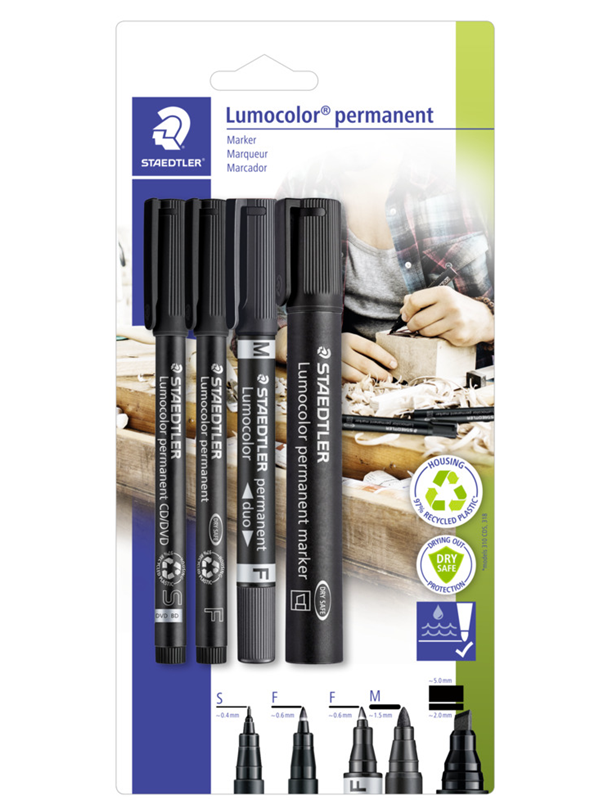STAEDTLER 60BK - Marker Set, 4 Marker, schwarz