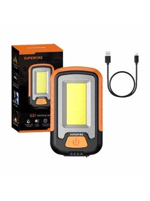 SUFI G21 - LED-Arbeitsleuchte Superfire G21, 650 lm, Akku, orange