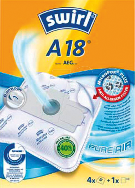 SWIRL 876437 - Staubsaugerbeutel 4 swirl® MicroPor® Plus A 18