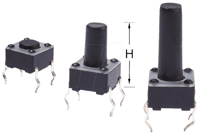 TASTER 9305 - Kurzhubtaster 6x6mm, Höhe: 8,0mm, 12V, vertikal