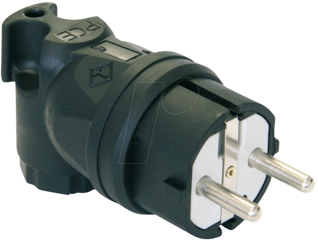 TAUR 05812-S - Schutzkontaktstecker Typ F - CEE 7/4, IP44, schwarz