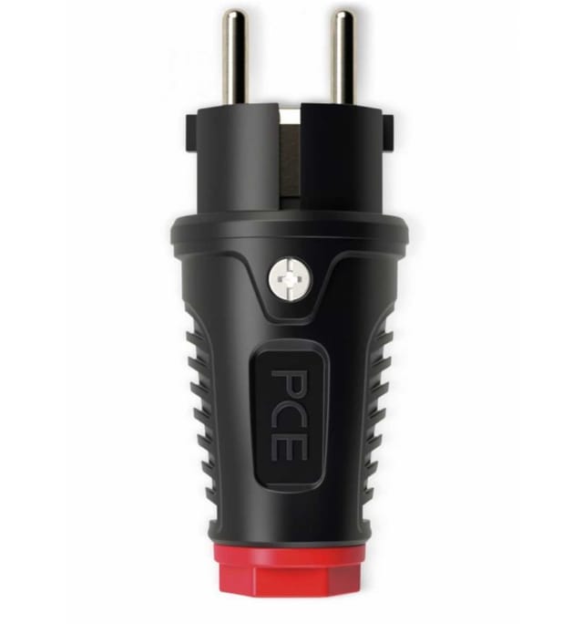 TAUR2 0511-SR - Gummi-Stecker Taurus2, Typ F - CEE 7/4, schwarz/rot