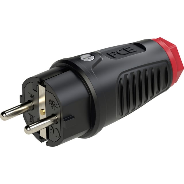 TAUR2 0512-SR - Vollgummi-Stecker Taurus2, Typ F - CEE 7/4, schwarz/rot