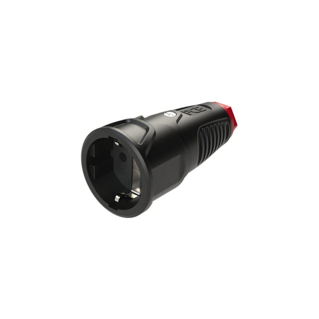 TAUR2 2520-SR - Vollgummi-Kupplung Taurus2, Typ F - CEE 7/3, schwarz/rot