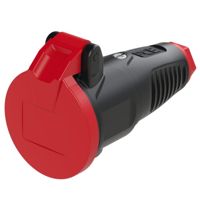 TAUR2 2522-SR - Vollgummi-Kupplung Taurus2, Typ F - CEE 7/3, schwarz/rot