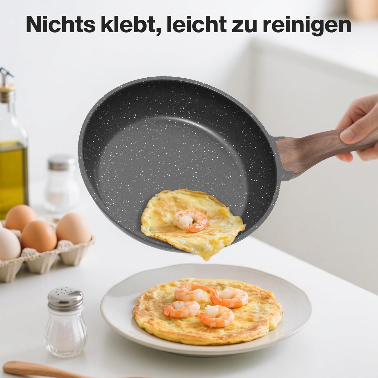 Bratpfanne Mit Antihaftbeschichtung, 20 Cm, Pfanne Mit Granitbeschichtung Für Eier, Pfannkuchen Und Speck