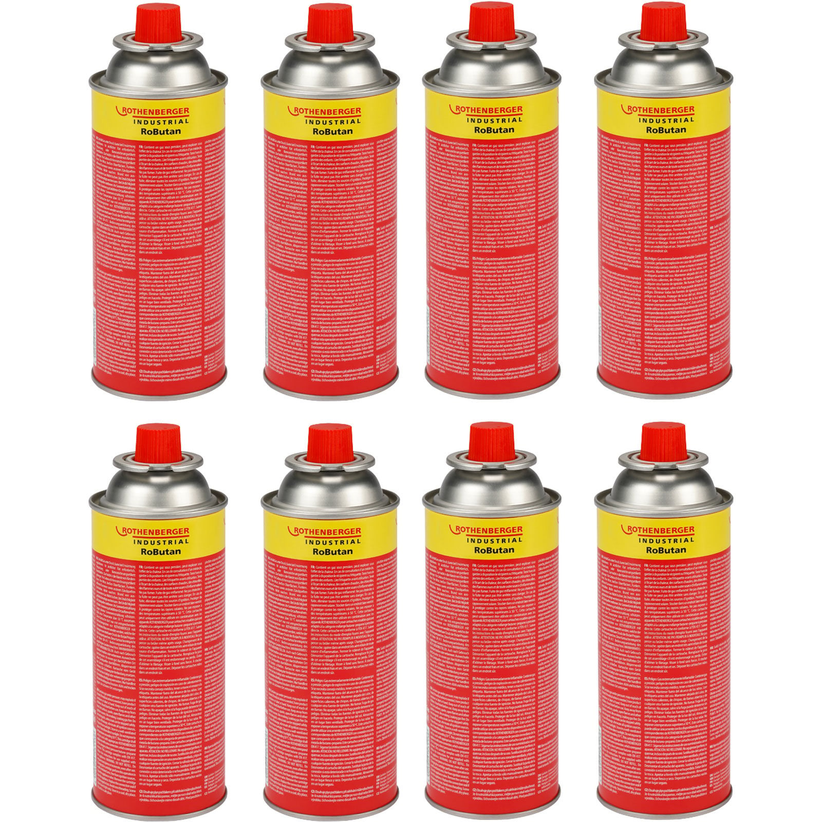 Rothenberger Industrial Robutan Gaskartusche 220 G / 393 Ml Bajonett Msf-1a Ventilgaskartusche 8 Stück - 1000003759