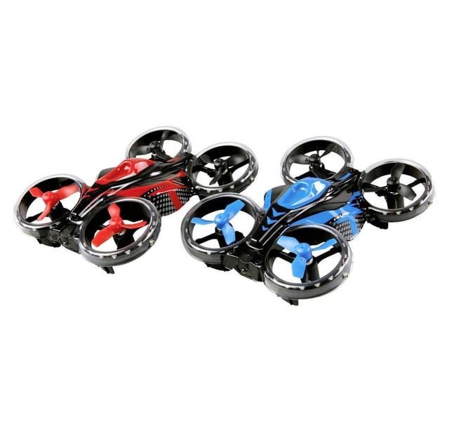 AMEWI 25344 - RC Battle Drohne Set, 2 Stück, rot, blau, beleuchtet, 2,4GHz, RT
