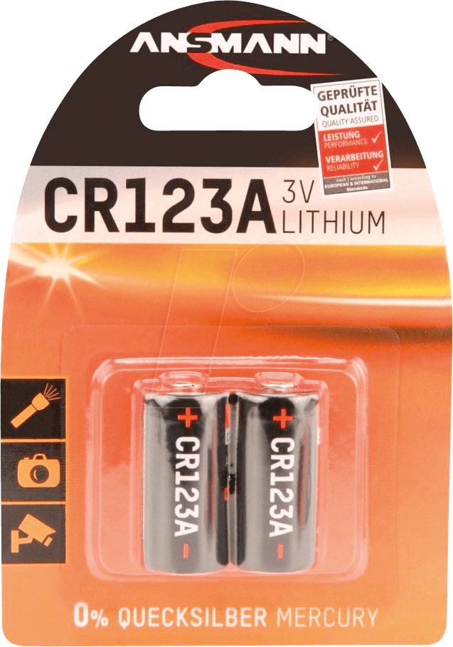 ANS 1510-0023 - Lithium Batterie, CR123A, 2er-Pack