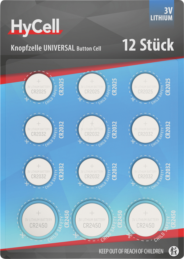 ANS 1516-0233 - Lithium-Knopfzelle, CR2450, CR2032, CR2025, 12er Blister